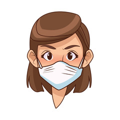 young woman using face mask character