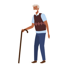 old man with face mask isolated icon vector illustration design