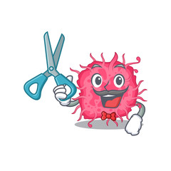 Sporty pathogenic bacteria cartoon character design with barber