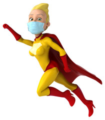 3D Illustration of a superhero with a mask