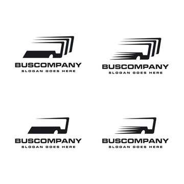 Abstract minimalist fast bus logo template , Travelling Transportation logo set