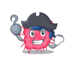 pathogenic bacteria cartoon design style as a Pirate with hook hand and a hat