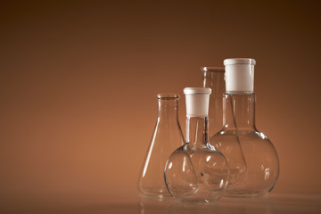 Chemical vessels. Glass flasks. Laboratory utensil.