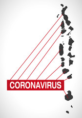 Maldives map with Coronavirus warning illustration