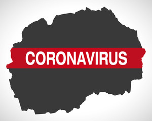 Macedonia map with Coronavirus warning illustration