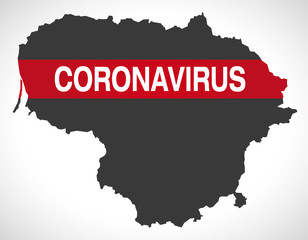 Fototapeta premium Lithuania map with Coronavirus warning illustration