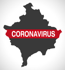 Fototapeta premium Kosovo map with Coronavirus warning illustration