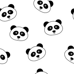 Seamless pattern Cute Animal Panda Face Vector Children Illustration