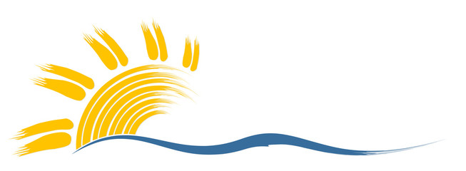 Sun and Blue Wave Symbol. 