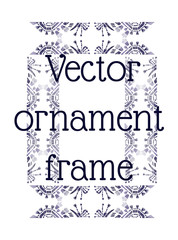 rectangular frame etnic ornament. Frame with hand-drawn ikat motif ornament.Vector card decor.