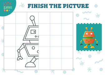 Naklejka premium Copy picture vector illustration. Complete and coloring game for preschool and school kids