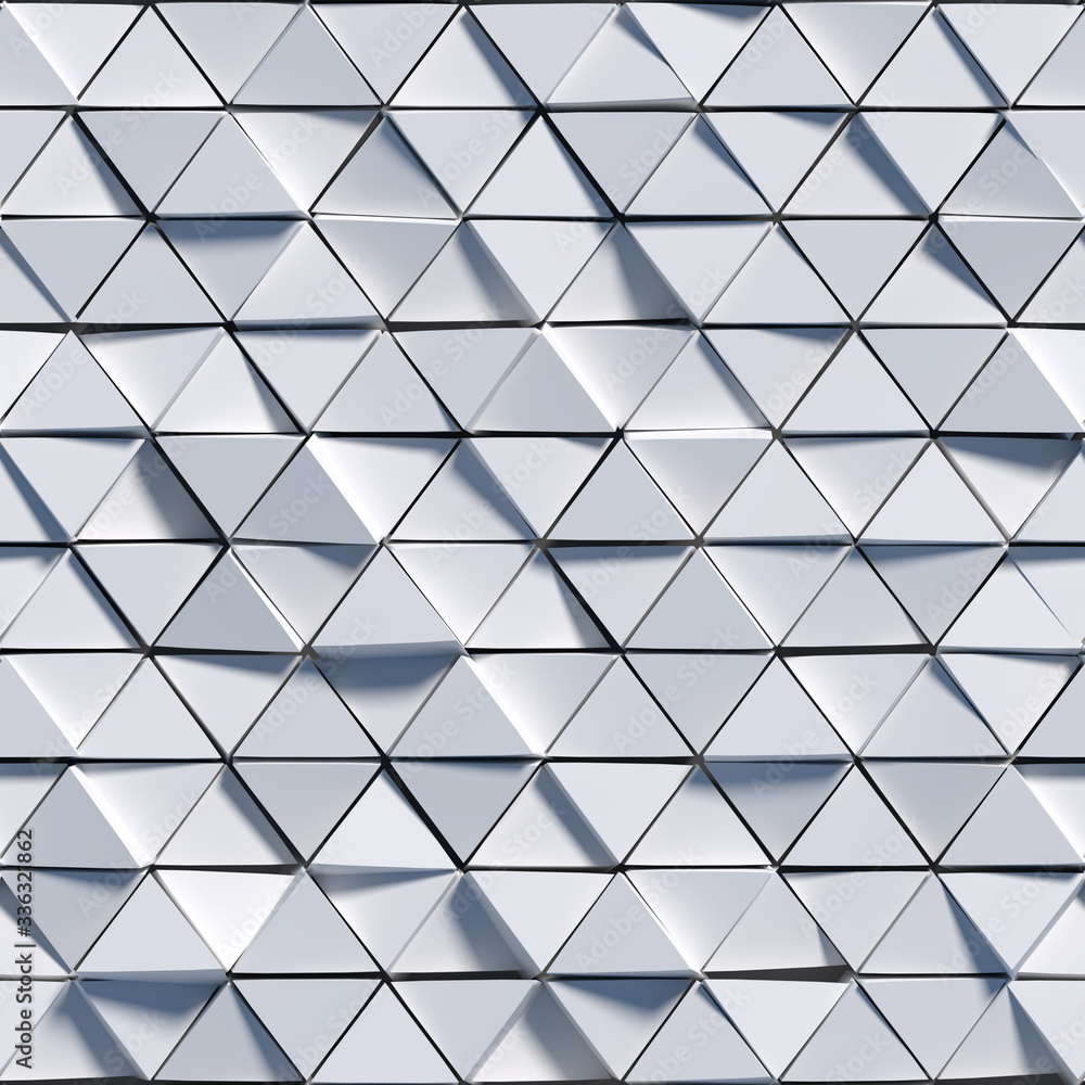 Poster seamless pattern of white triangles 3d render