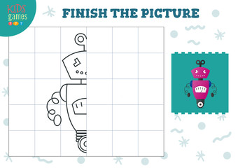 Copy picture vector illustration. Complete and coloring game for preschool and school kids