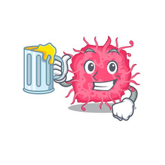 A cartoon concept of pathogenic bacteria rise up a glass of beer