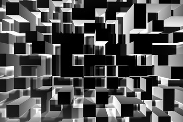 Abstract geometric cubes block texture background. 3D rendering illustration.