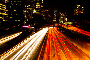 Fototapeta na wymiar traffic in LA city at night
