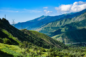 Fototapeta premium An eye catching view of lush green mountains at Ramban Kashmir,India.