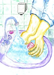 Hand washing drawing