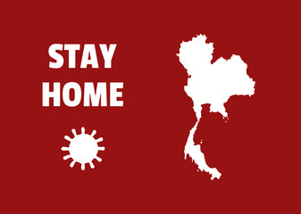 STAY HOME Text with Country Geography of Thailand