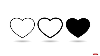 Heart icons on white background, concept of love .vector illustration