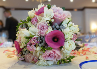 bouquet of beautiful fresh roses for a wedding