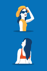 summer beautifull women avatar character vector illustration design