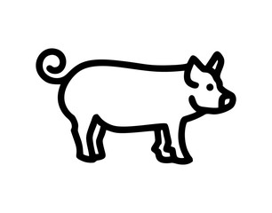 A little pig isolated vector in black and white for sign, logo, apps or website