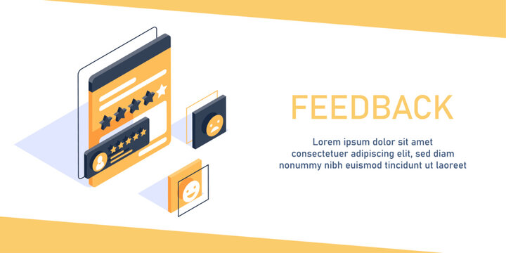 feedback concept,Customer review, Usability Evaluation,Rating system isometric concept
