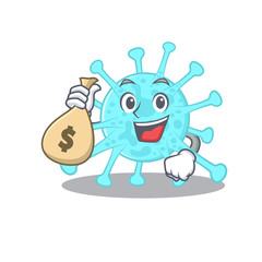 Rich cegacovirus cartoon design holds money bags