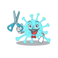 Sporty cegacovirus cartoon character design with barber