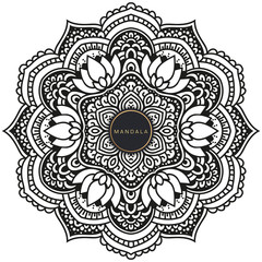 Mandala, tracery round boho doodle. Ethnic ornament, sketched symmetry. Folk, meditation design. Curved shape, isolated on white. Black and white art. Vector