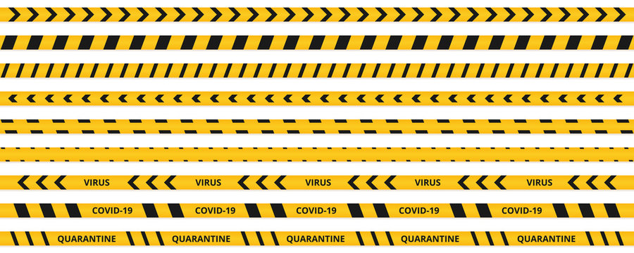 Quarantine tape coronavirus. Warning coronavirus quarantine yellow and black stripes.