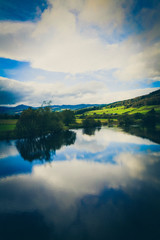 Beautiful Scottish (Perthshire) landscape with the sky reflected in the river