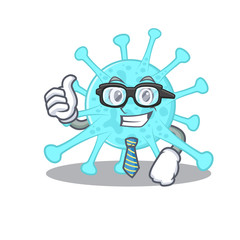 An elegant cegacovirus Businessman mascot design wearing glasses and tie