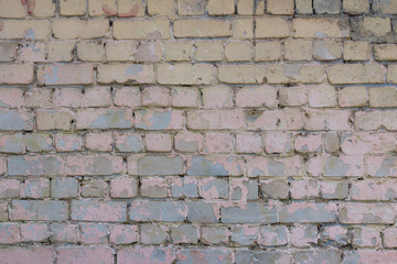 the brick wall is old dirty not neat