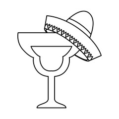 Mexican cocktail with hat design, Mexico culture tourism landmark latin and party theme Vector illustration