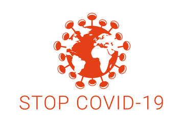 Stop coronavirus outbreak. Earth infected by a common SARS-CoV-2 virus.