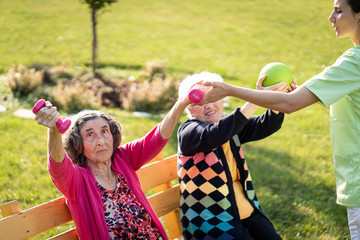 Senior woman doing sport and working out outdoors