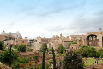 Obraz premium View of the Roman Forum during sunset in Rome, Italy