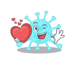 A sweet cegacovirus cartoon character style with a heart