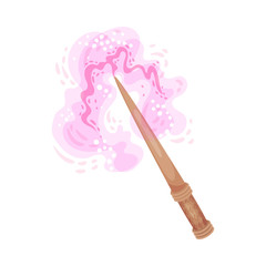 Magic Wand with Fairy Dust and Glow Swirling Around Vector Illustration