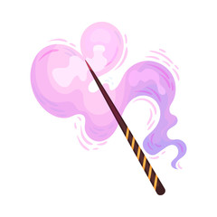 Magic Wand with Fairy Dust and Glow Swirling Around Vector Illustration
