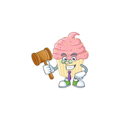 Charismatic Judge strawberry cupcake cartoon character design with glasses