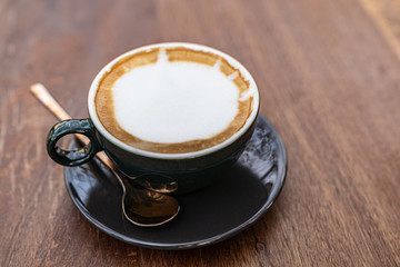 Fresh hot latte coffee.