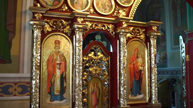 Orthodox church interior with icons