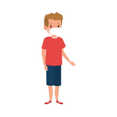 cute boy with face mask isolated icon vector illustration design