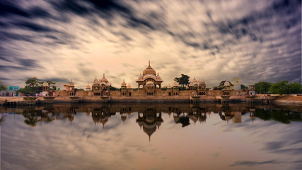 Heritage Kusum Sarovar, a historical sandstone monument on the holy Govardhan Hill between Govardhan and Radha Kund, Mathura, Uttar Pradesh