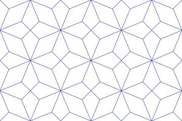 Abstract geometric seamless pattern. Simple abstract pattern. Blue lines on white background. Arabic ornament, vector illustration