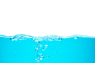 closed up of beautiful curve and nice bubble of drinking water isolated on white background