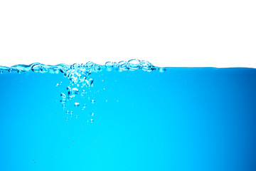 closed up of beautiful curve and nice bubble of drinking water isolated on white background